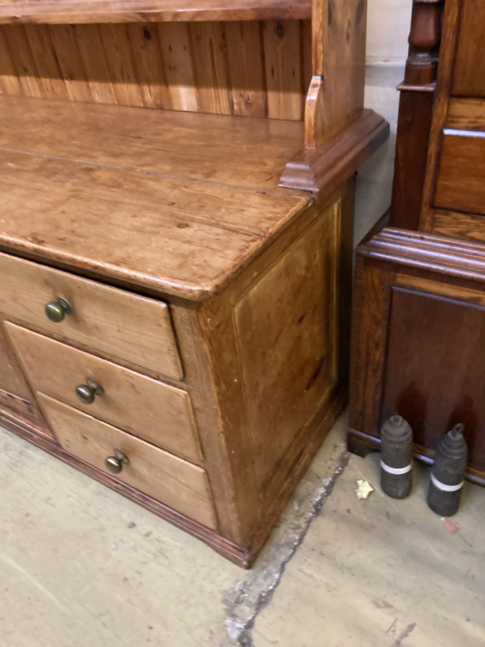 A Victorian pine dresser, width 170cm depth 64cm height 218cm